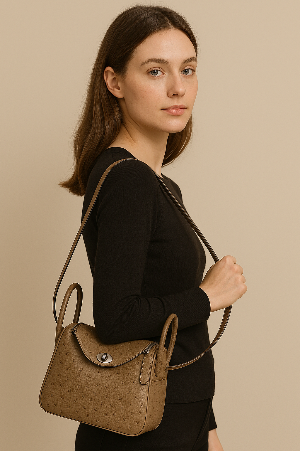CAMEL OSTRICH LEATHER