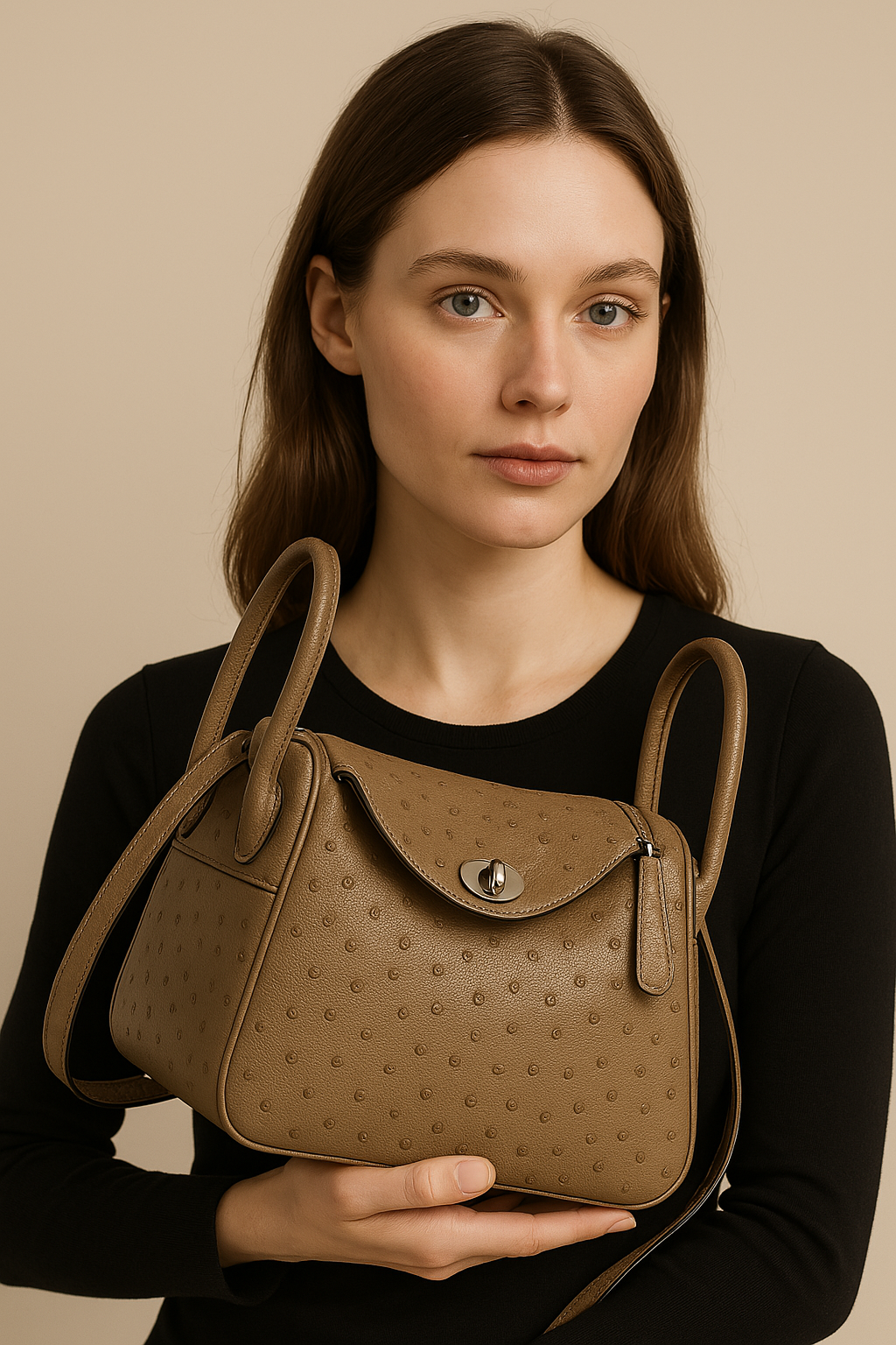 CAMEL OSTRICH LEATHER